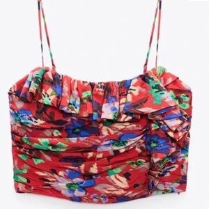 Zara Multicolor Floral Pleated Camisole